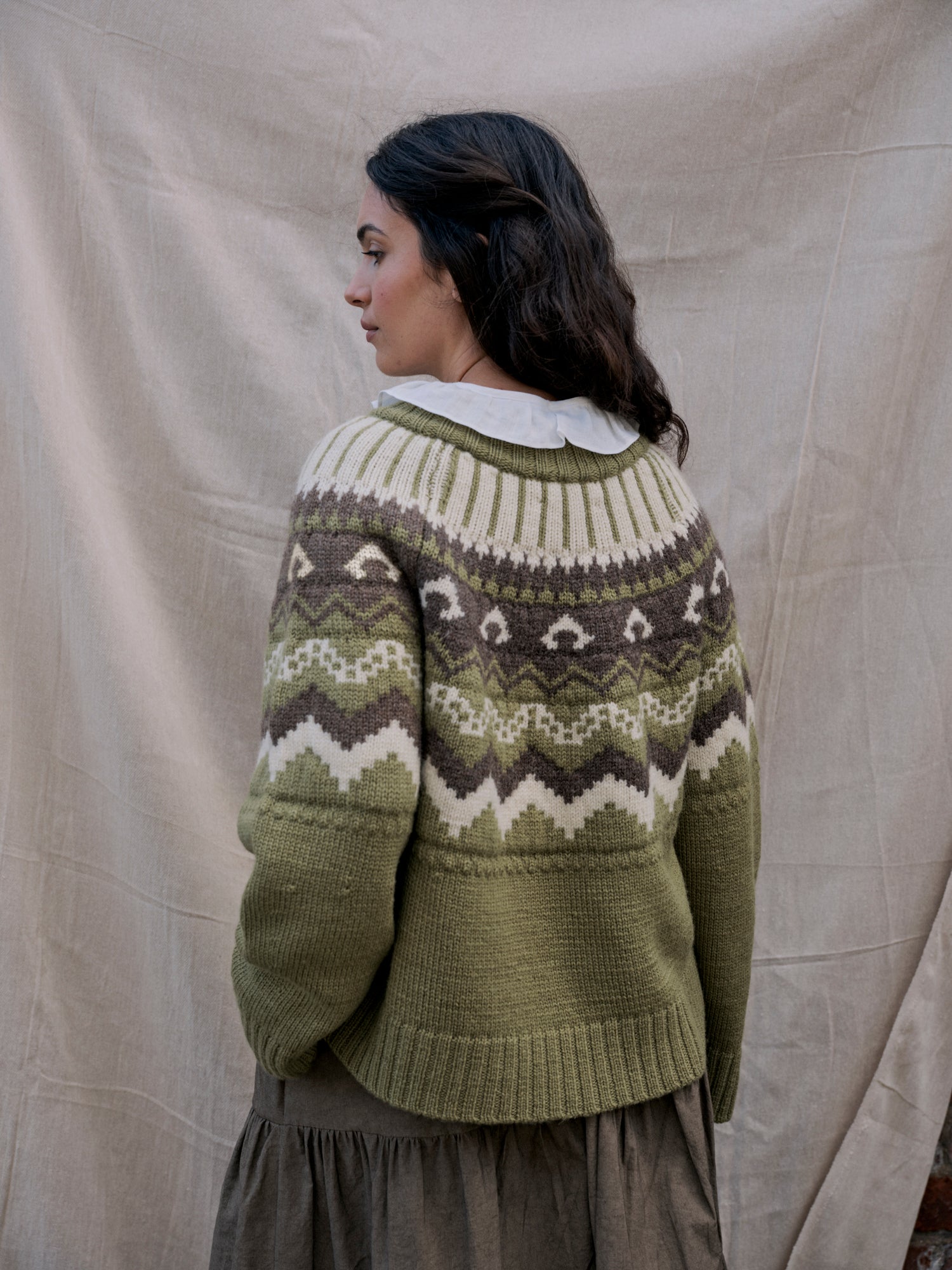 Fleetwood Jumper in Moss with Ecru & Peat