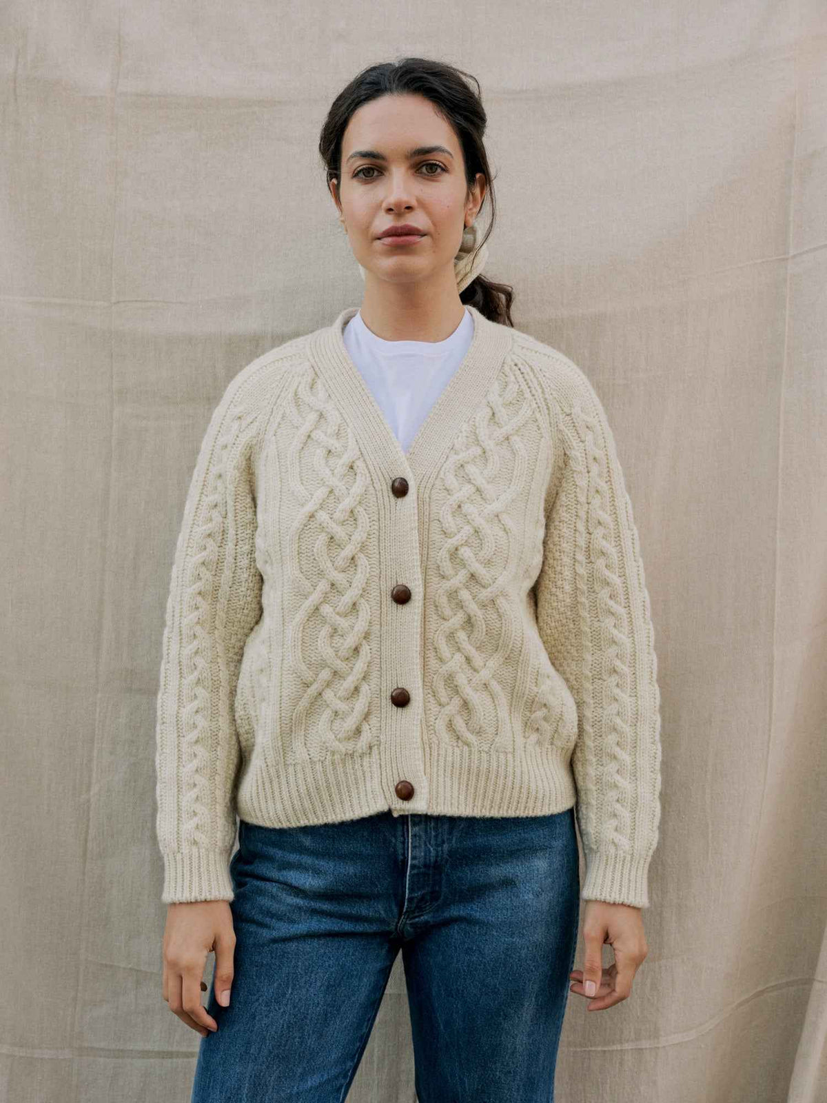 Whitby Cardigan in Ecru