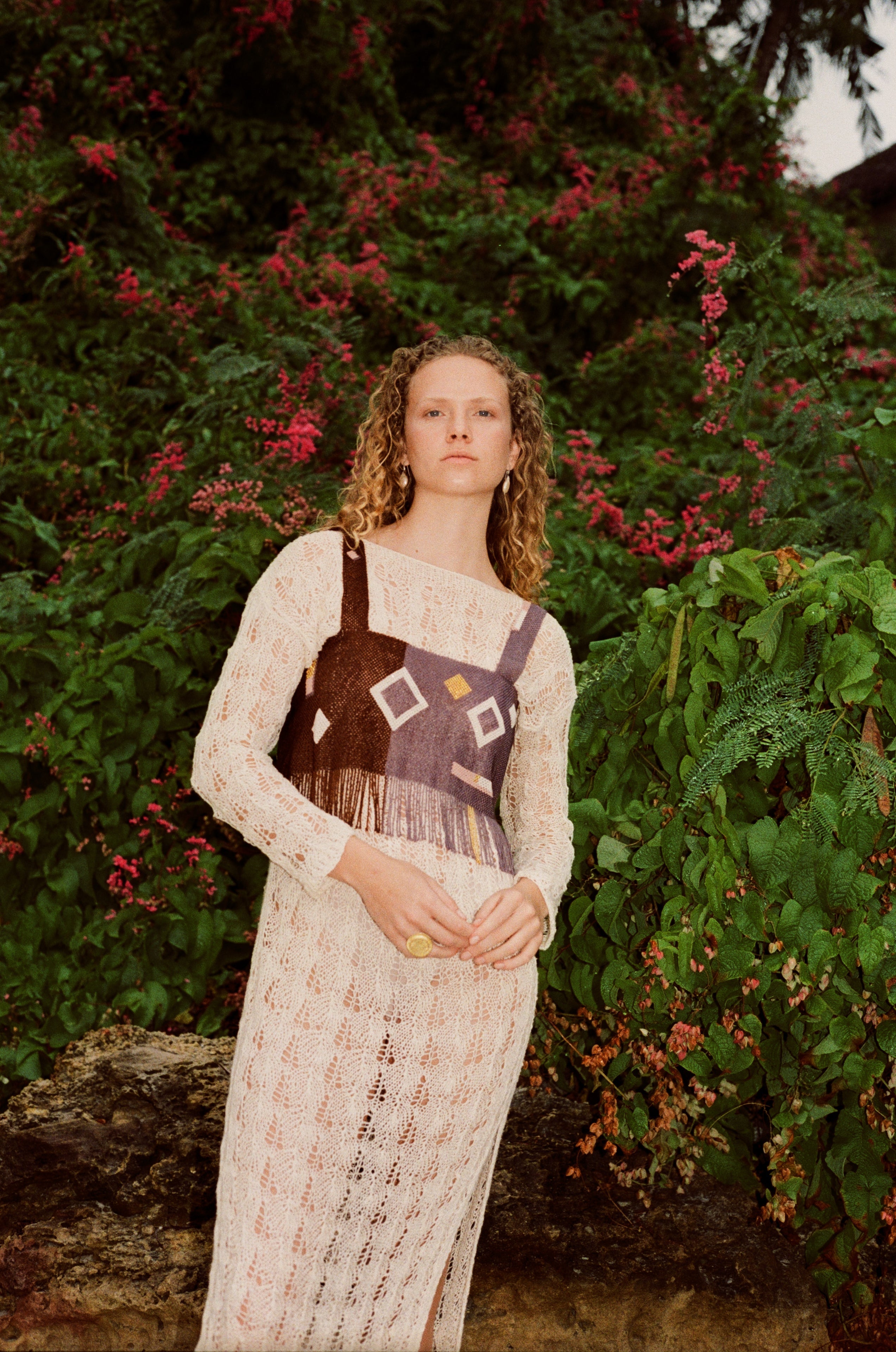 Knitted silk and cotton slip
