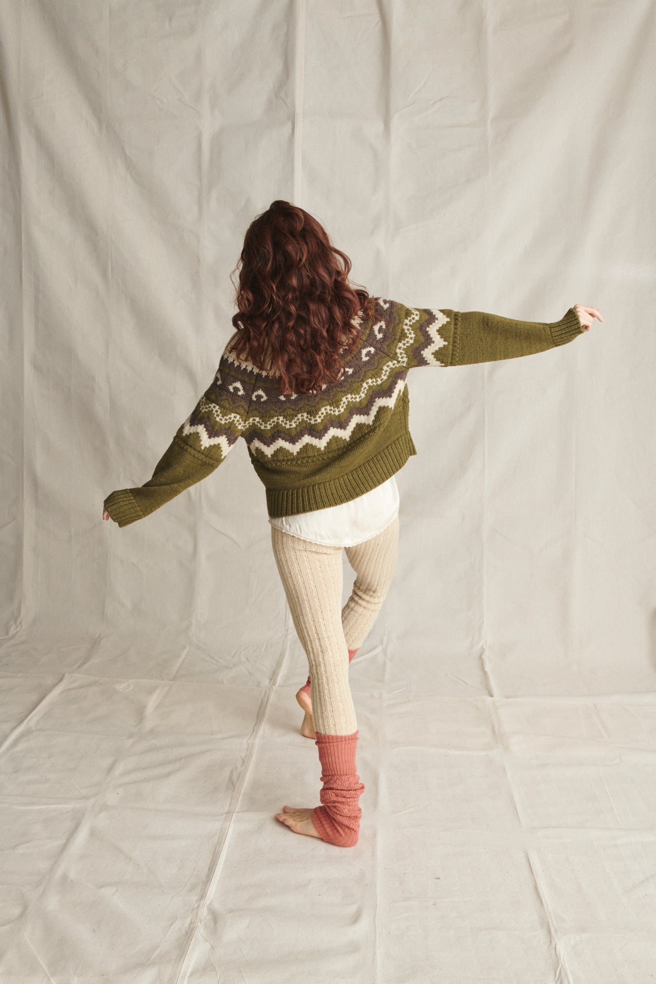 Fleetwood Cardigan in Moss with Ecru & Peat