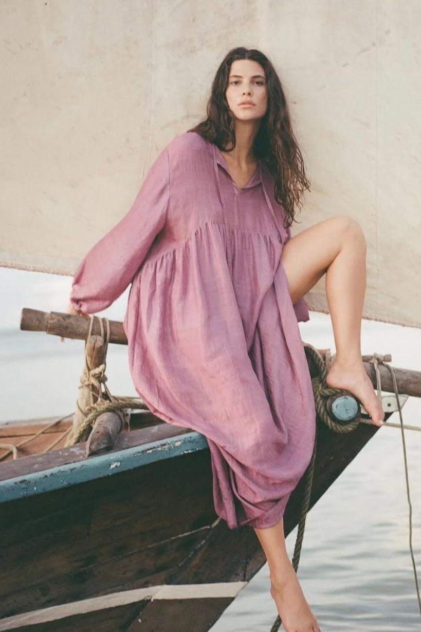 Handloom silk Balloon dress - lilac