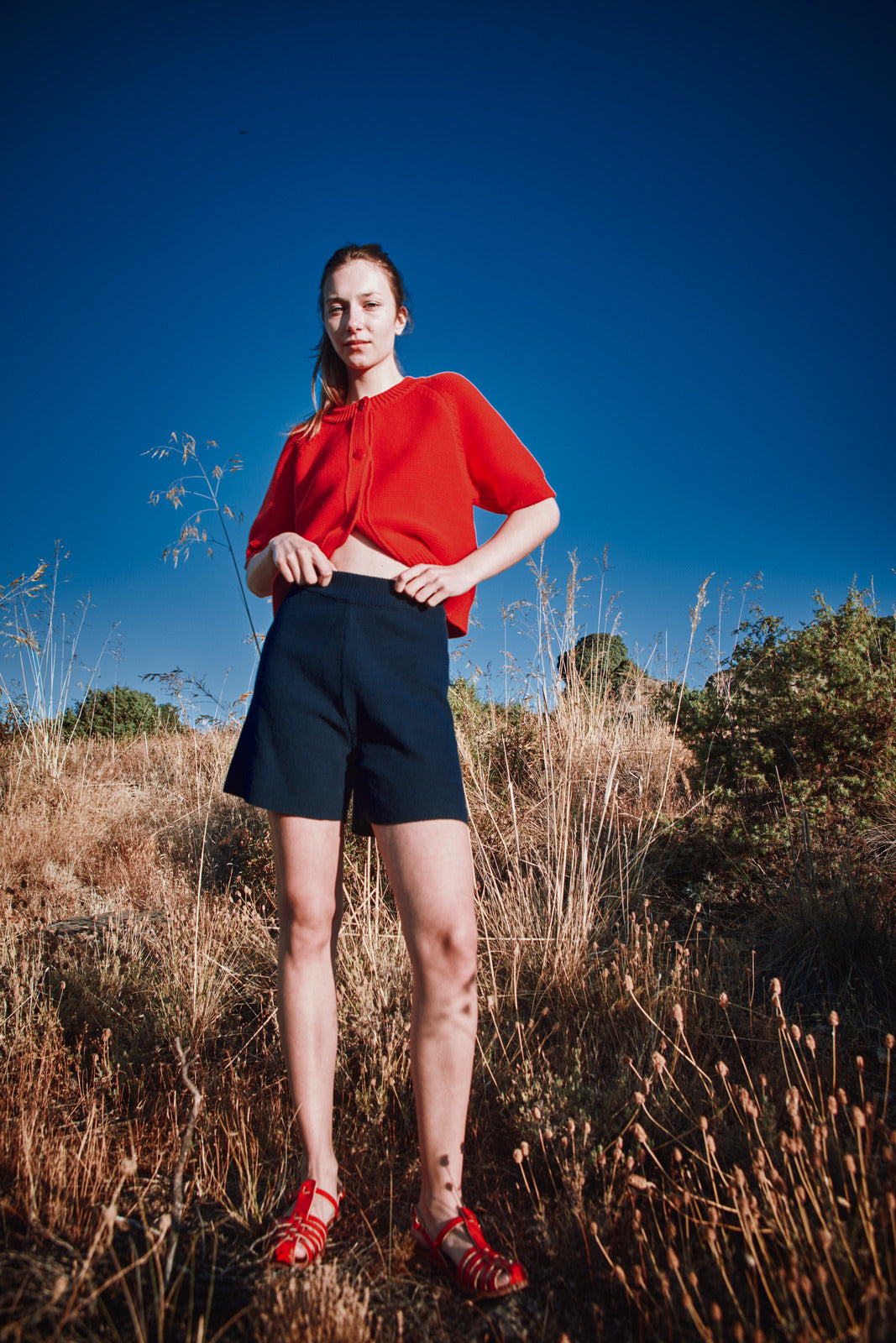 JANE Slim-Fit Shorts in Organic Cotton - Navy