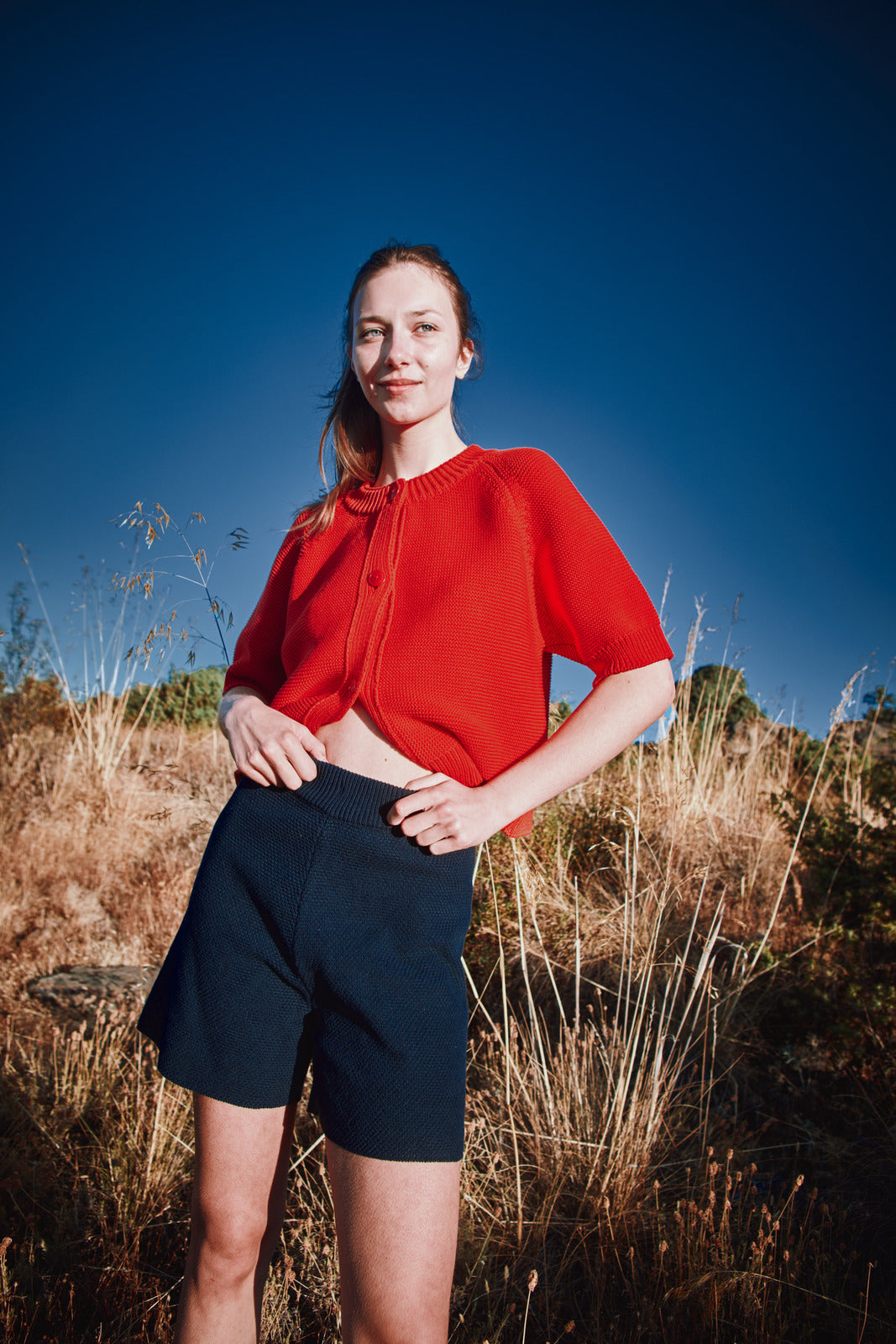 JANE Slim-Fit Shorts in Organic Cotton - Navy