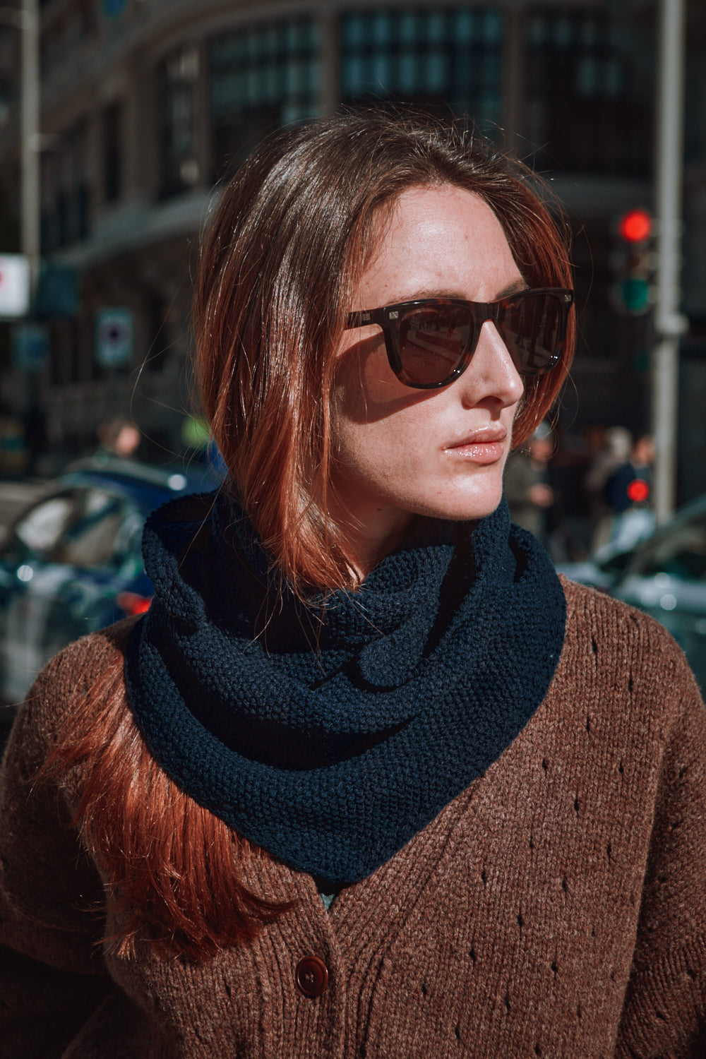 KATRINA Open Weave Cardigan in Merino Wool - Chocolate