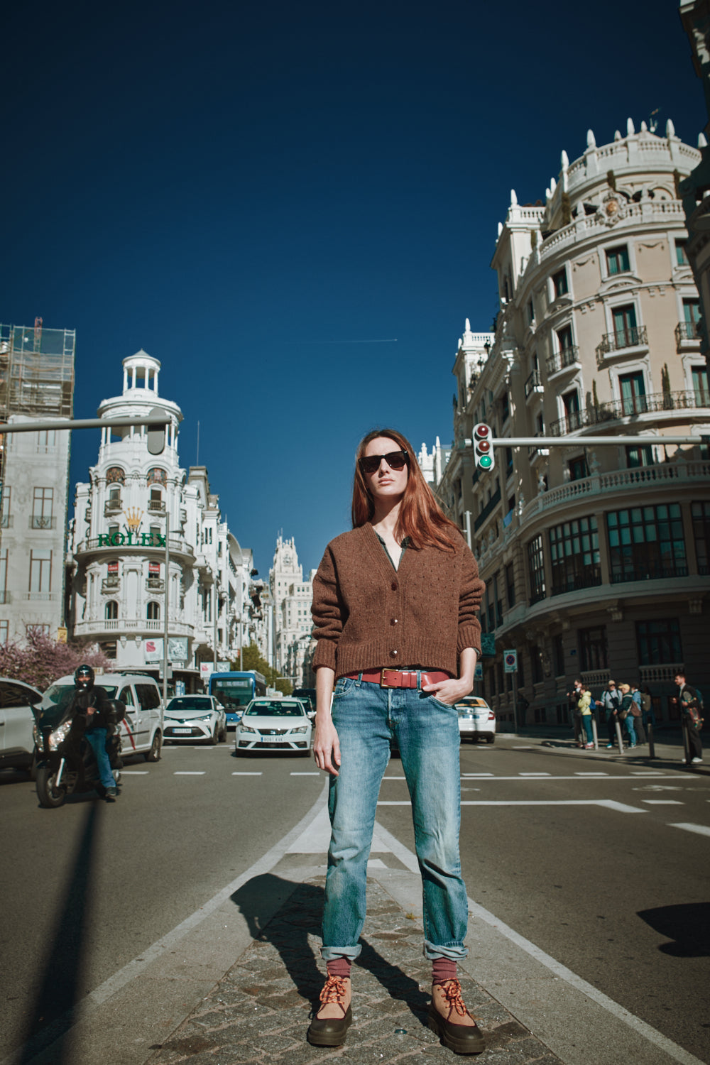 KATRINA Open Weave Cardigan in Merino Wool - Chocolate