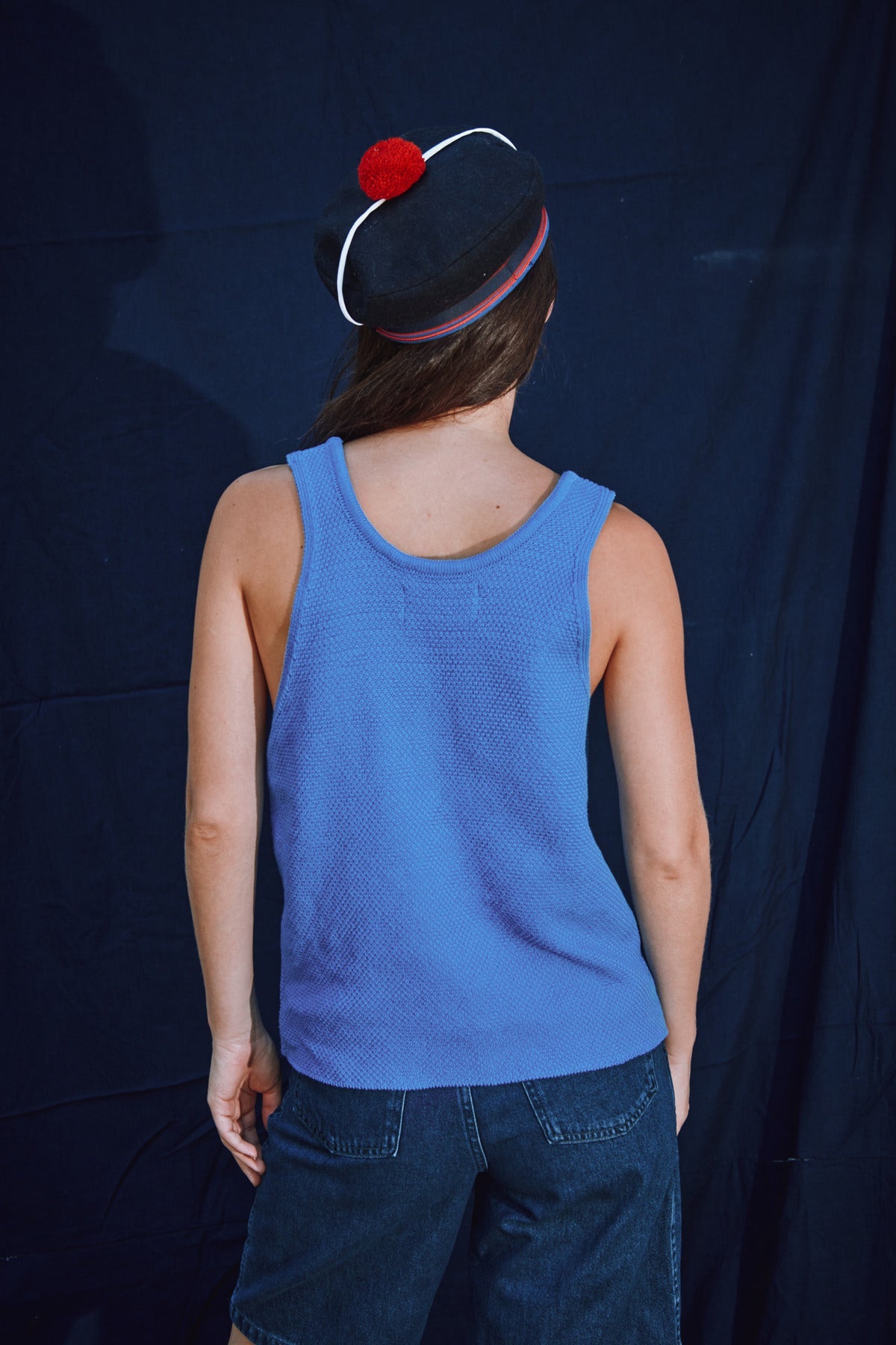 LARA Tank Top in Organic Cotton - Cyan Blue