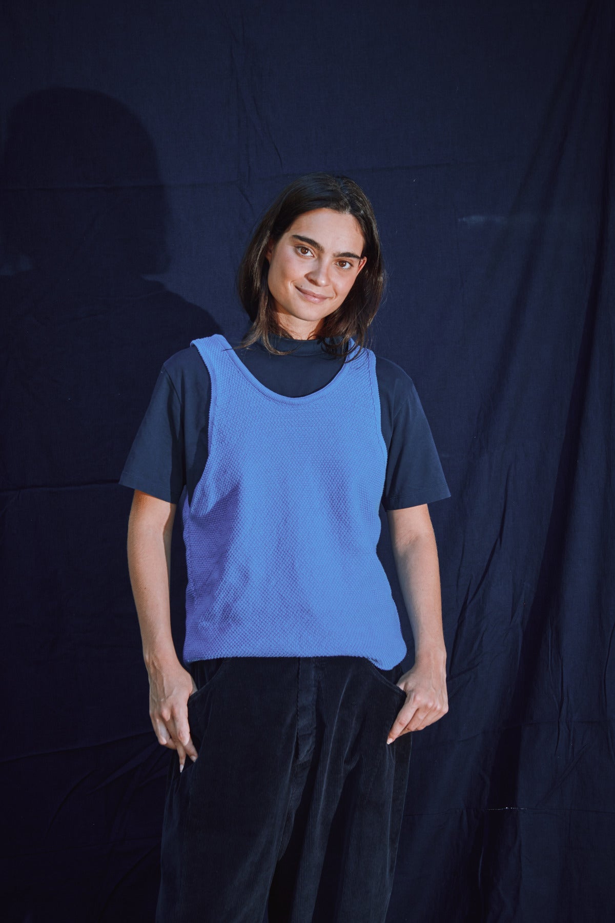 LARA Tank Top in Organic Cotton - Cyan Blue