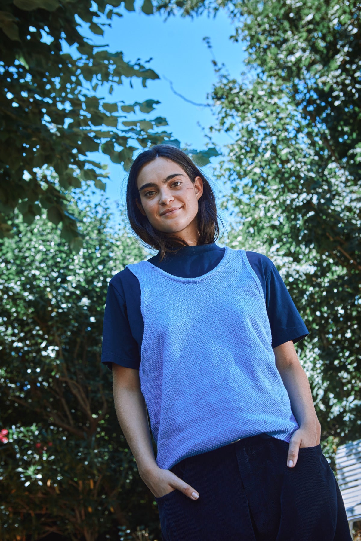 LARA Tank Top in Organic Cotton - Cyan Blue