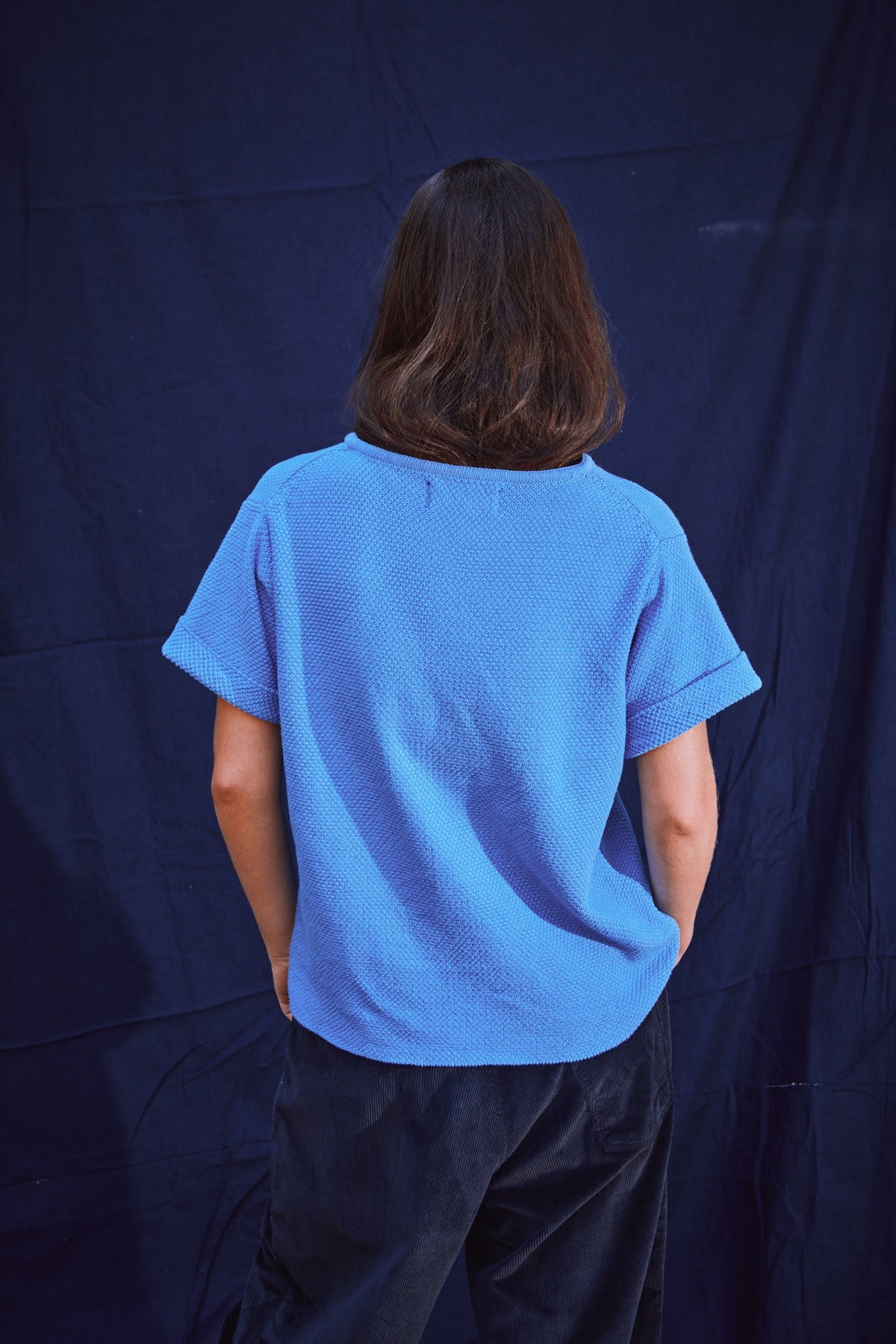 LÉA Short-Sleeve Tee in Organic Cotton - Cyan Blue
