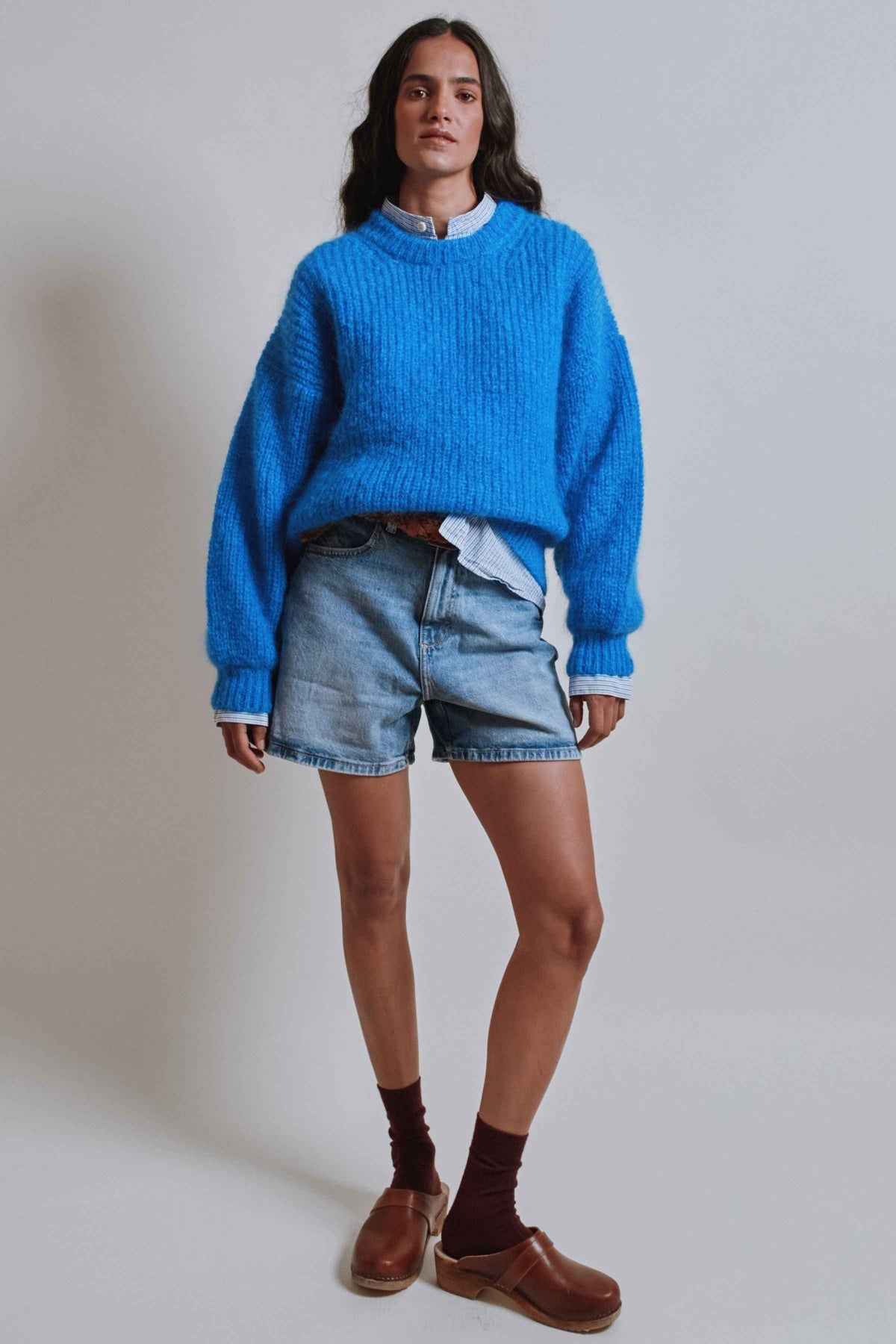 LUCIE Batwing Sweater in Mohair Wool - Cobalt Blue
