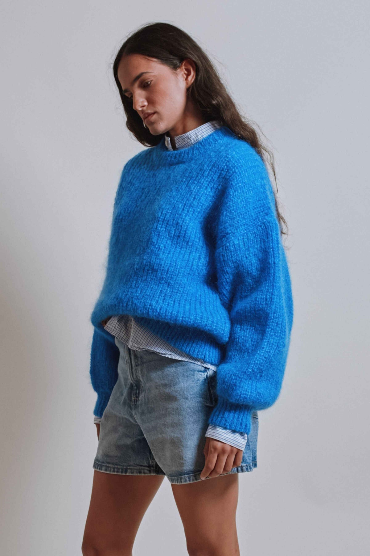 LUCIE Batwing Sweater in Mohair Wool - Cobalt Blue