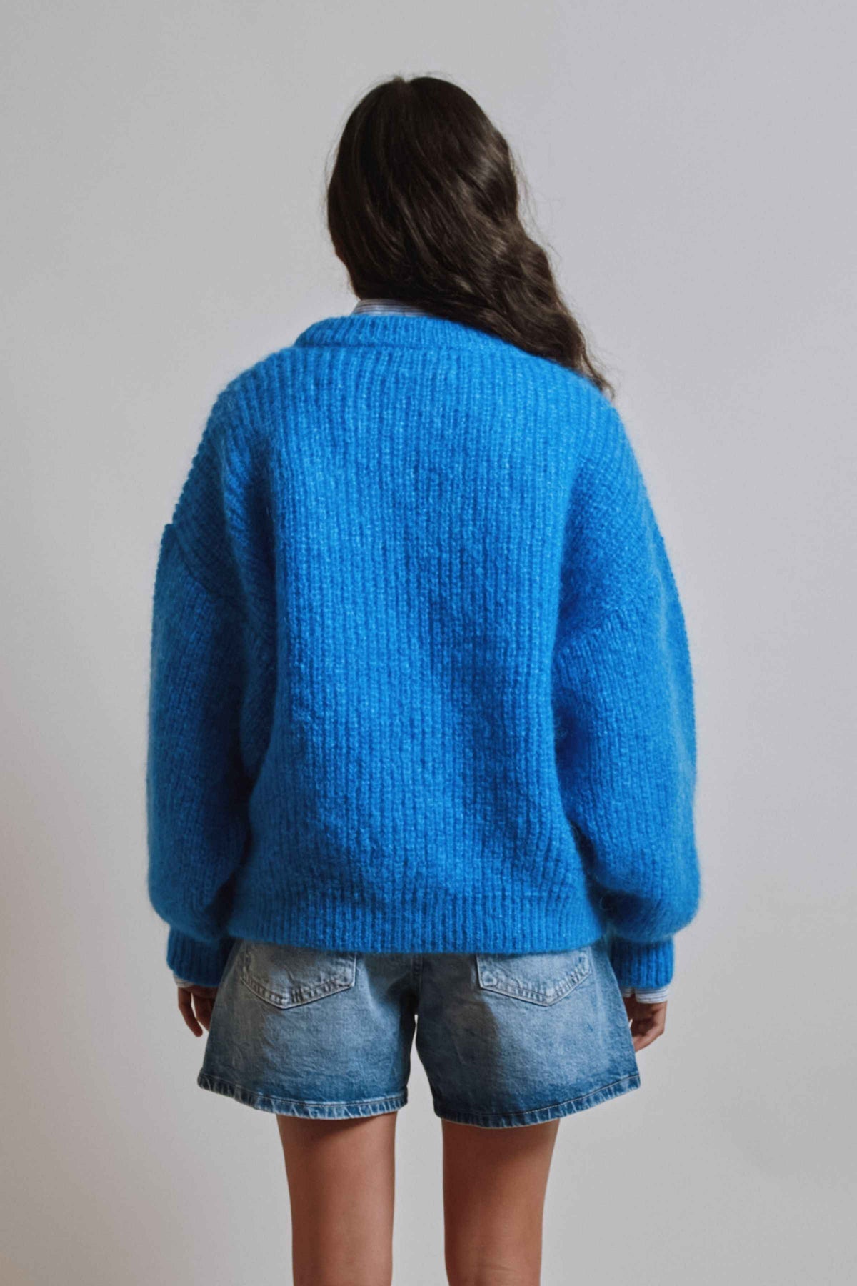 LUCIE Batwing Sweater in Mohair Wool - Cobalt Blue