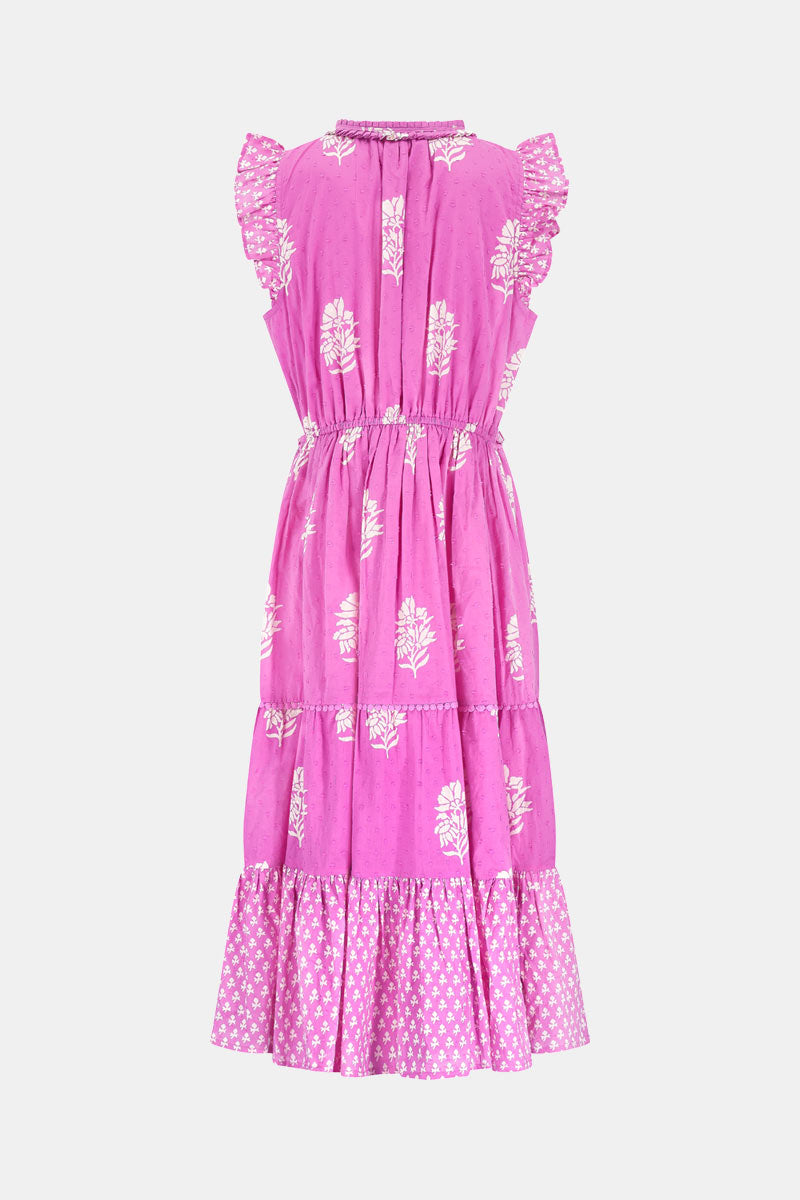 Flat shot back view of East Heritage Marnie Pink Cotton Dobby Dress