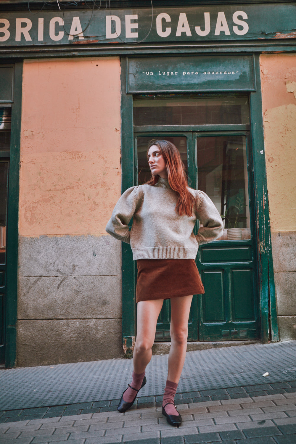 NATHALIE Puff Sleeve Sweater in Merino Wool - Beige