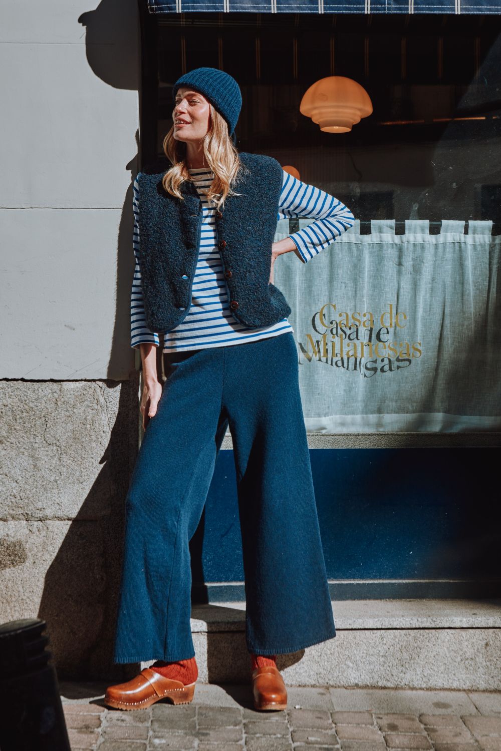 LUCE Shepherd's Vest in Curly Alpaca - Navy