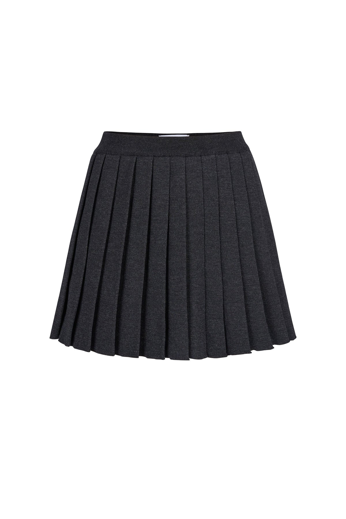Piccolo Pleated 100% Merino Mini Skirt Black Melange