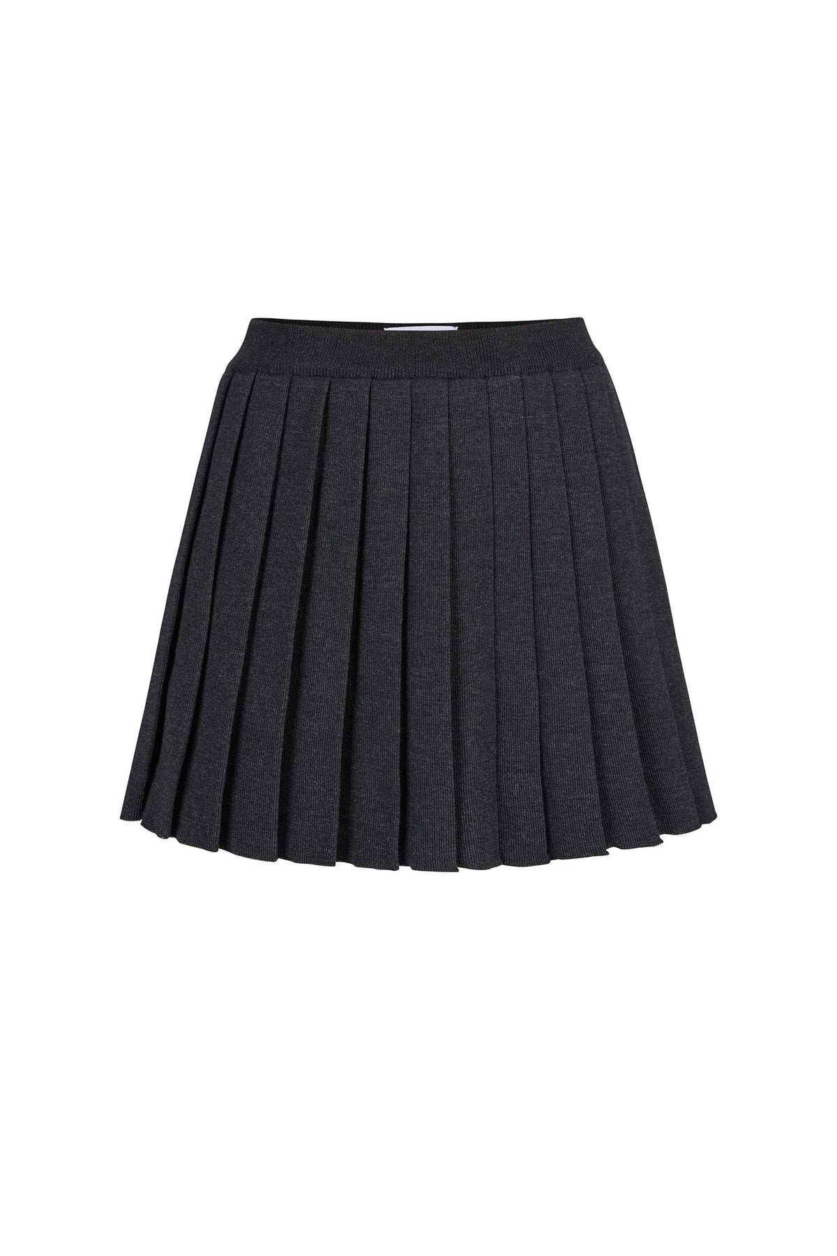 Piccolo Pleated 100% Merino Mini Skirt Black Melange