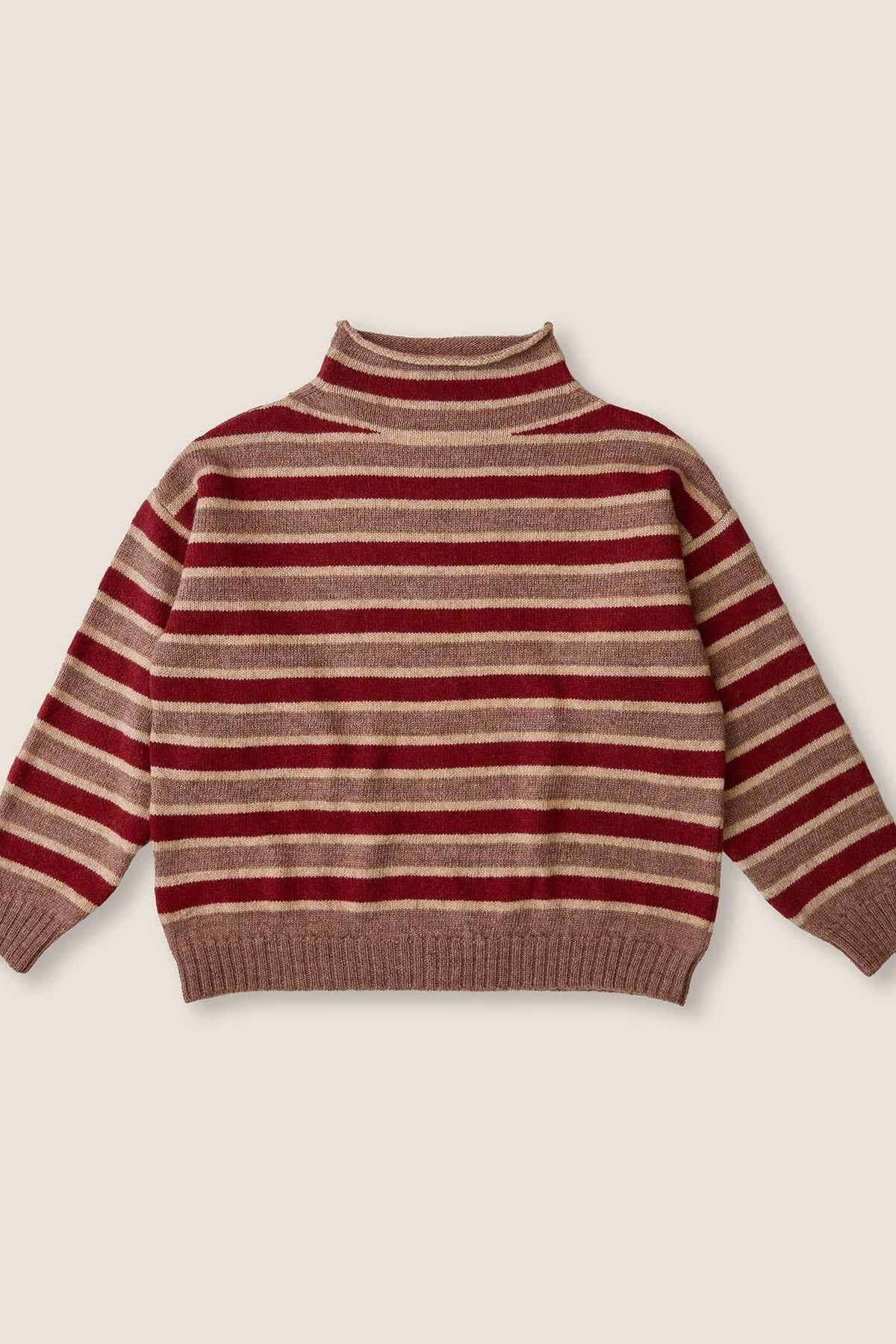 Striped Funnel Neck Sweater | Rose
