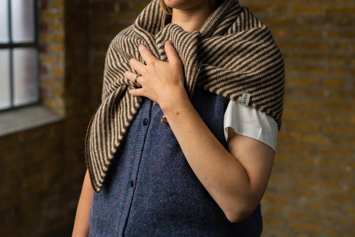 Triangle Scarf | Cedar Brown Stripe