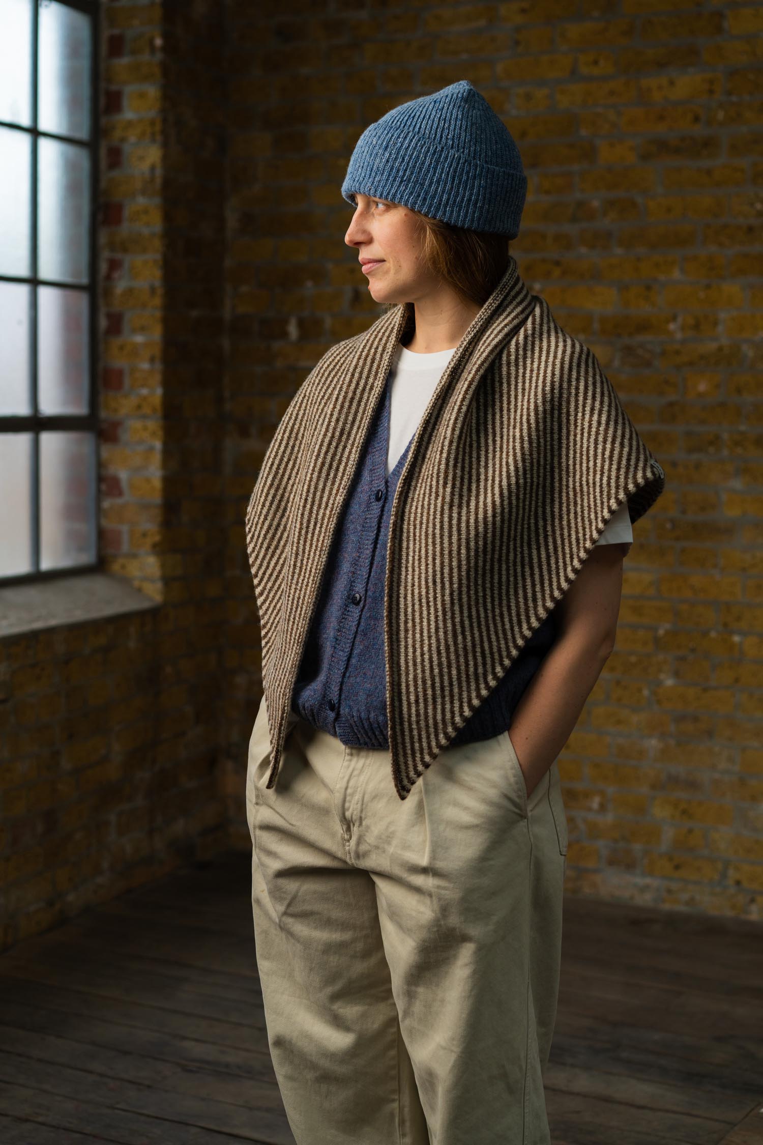 Triangle Scarf | Cedar Brown Stripe