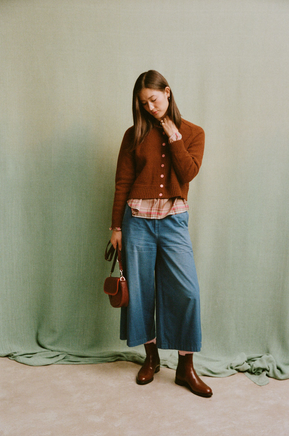 Cecilia Cardigan, Rust Lambswool & Cashmere