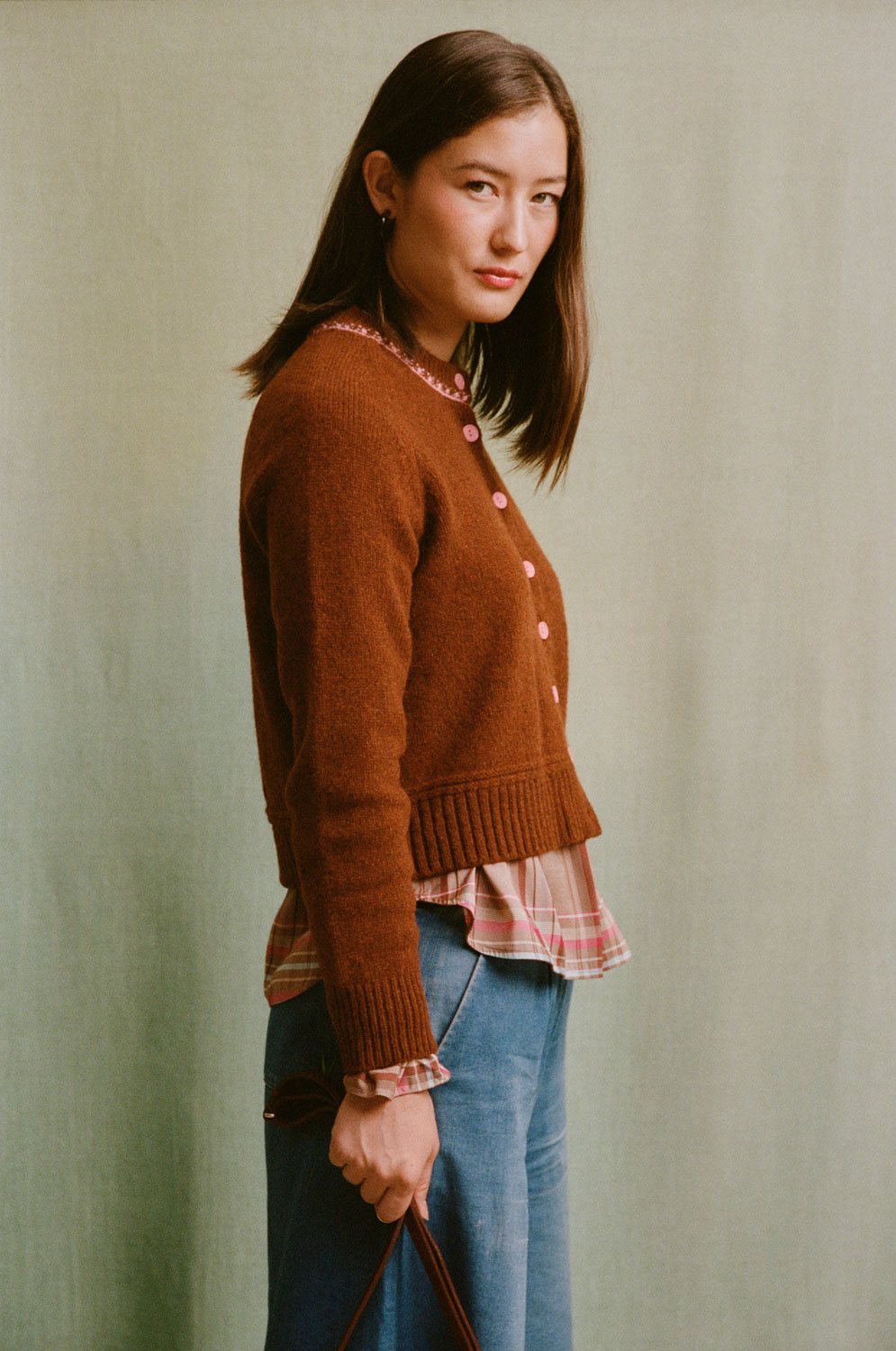 Cecilia Cardigan, Rust Lambswool & Cashmere