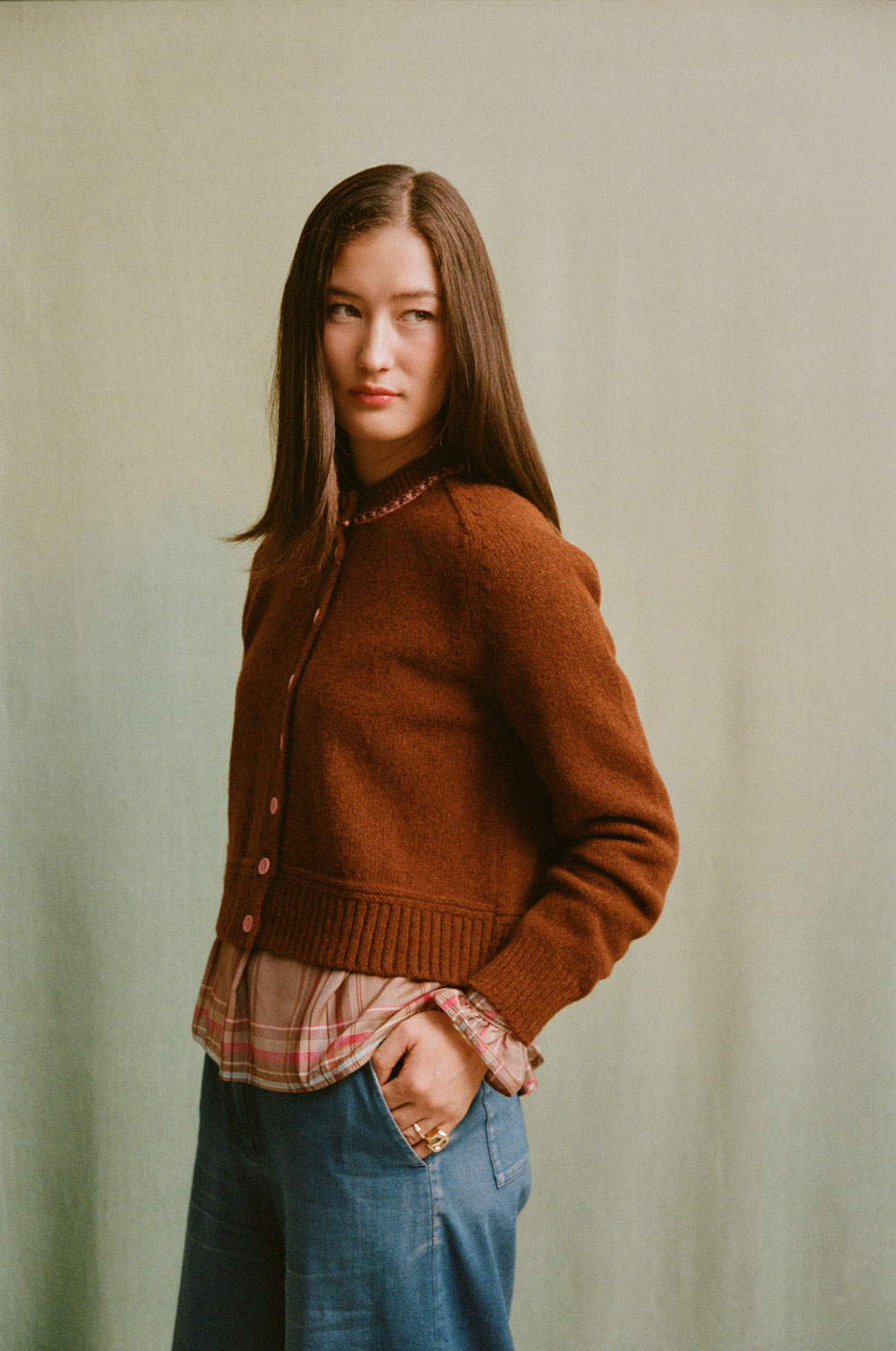 Cecilia Cardigan, Rust Lambswool & Cashmere