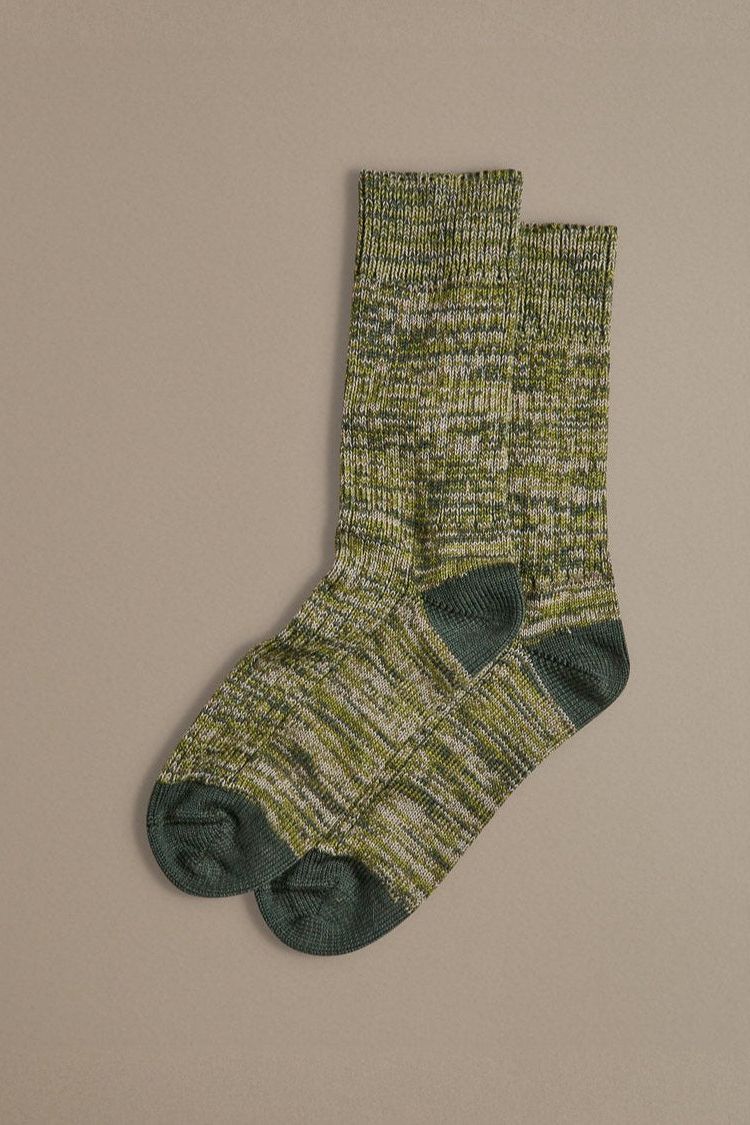 Green marl wool socks for men and women