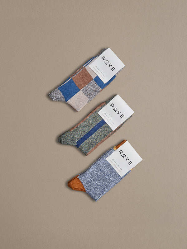 Blue marl organic cotton socks made in Britain