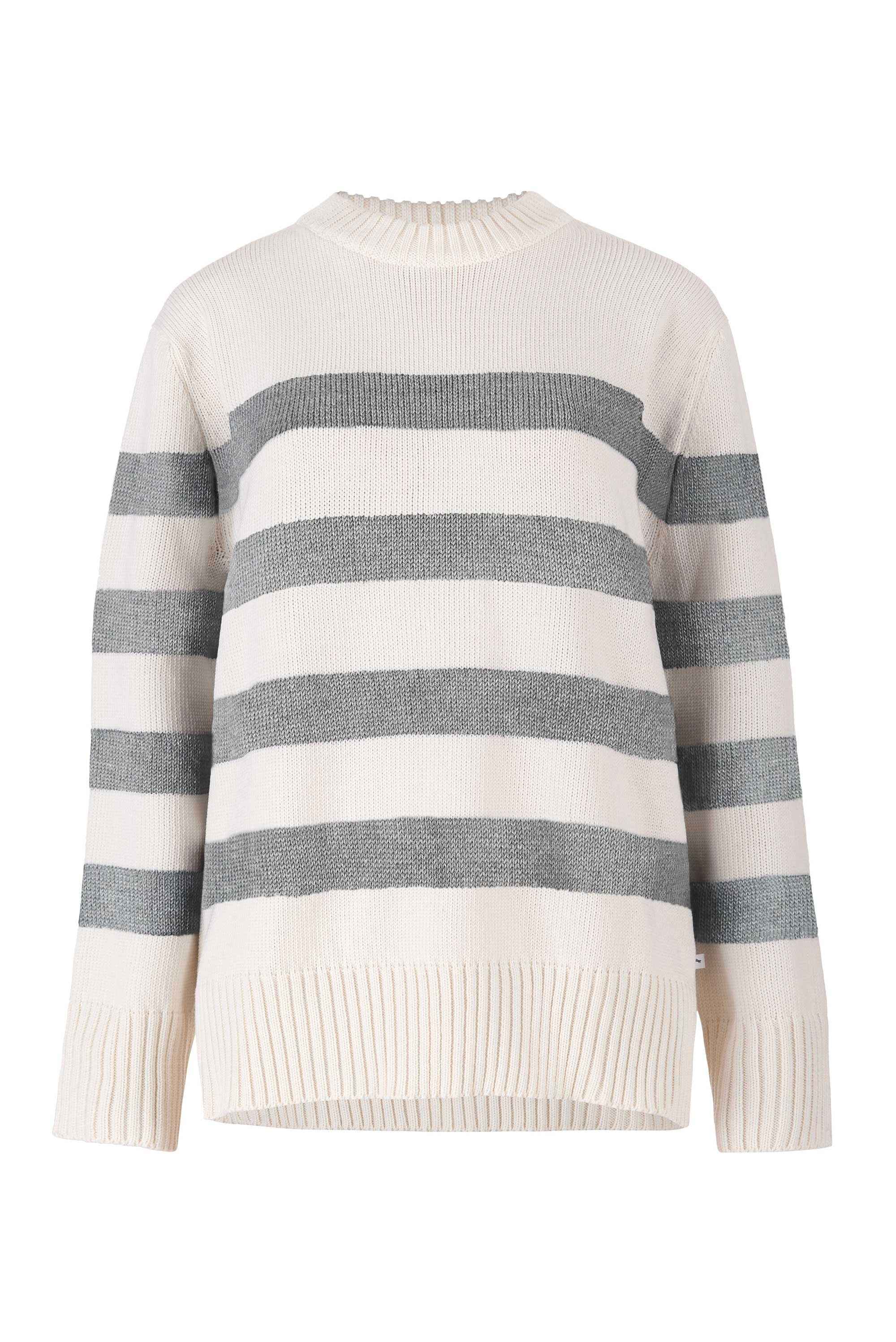 Marina Striped 100% Merino Jumper Grey