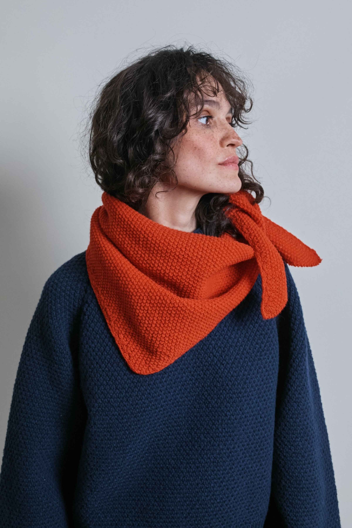 HORTENSE Bandana in Merino Wool - Burnt Orange