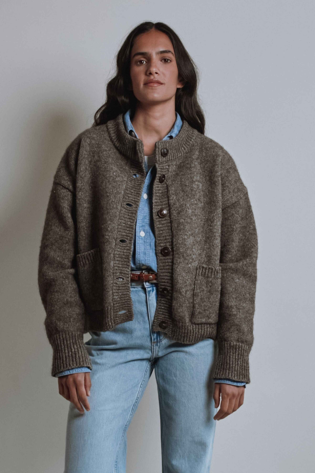 SILKE Cardigan in Yak Wool - Brown