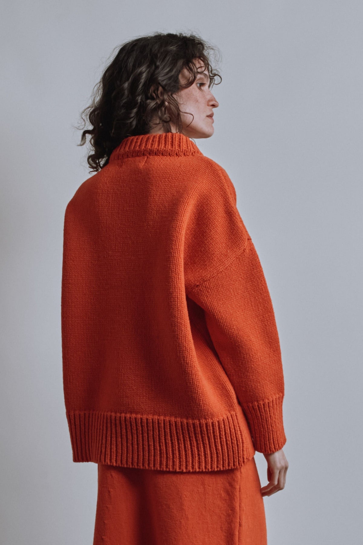 STEPHANIE Oversize Sweater in Merino Wool - Burnt Orange