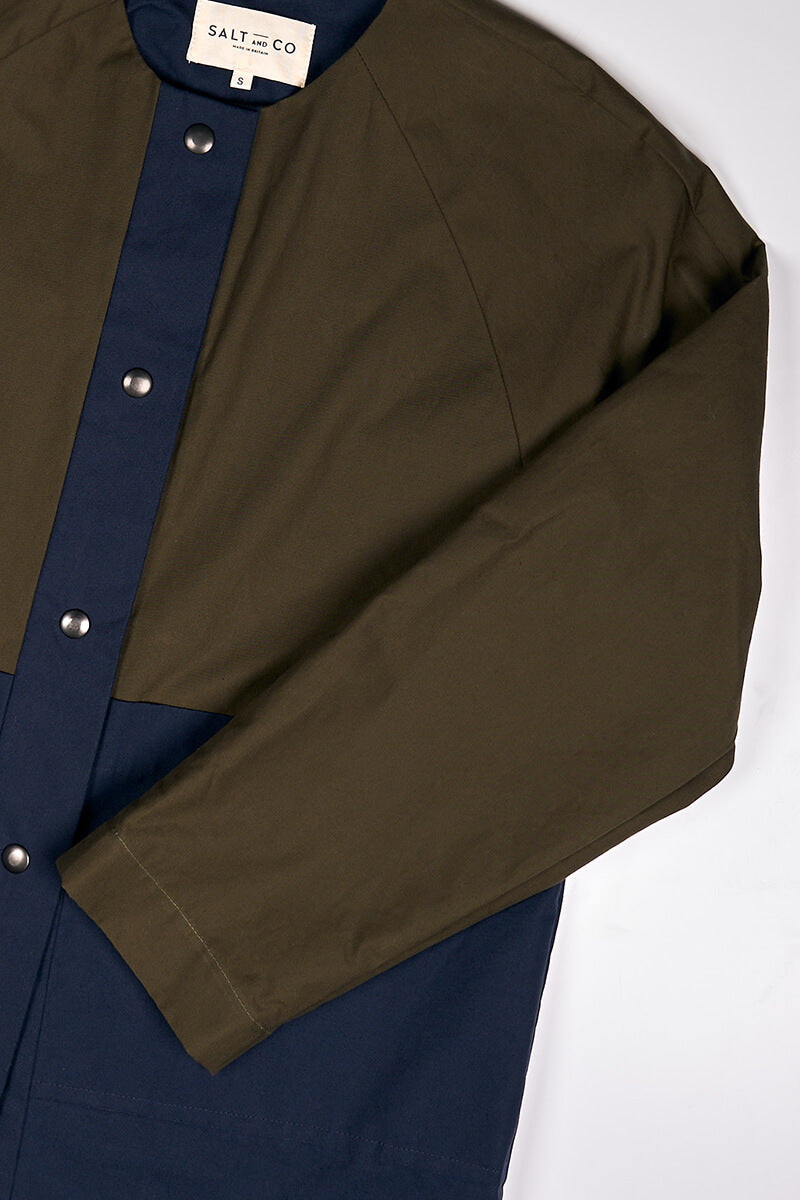 Waxed Cotton Overcoat || Mustard & Midnight Blue