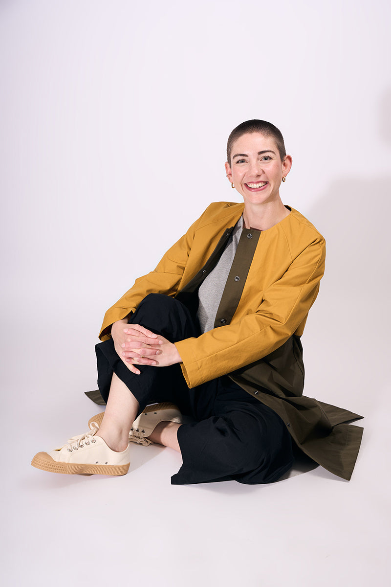 Waxed Cotton Overcoat || Mustard & Midnight Blue