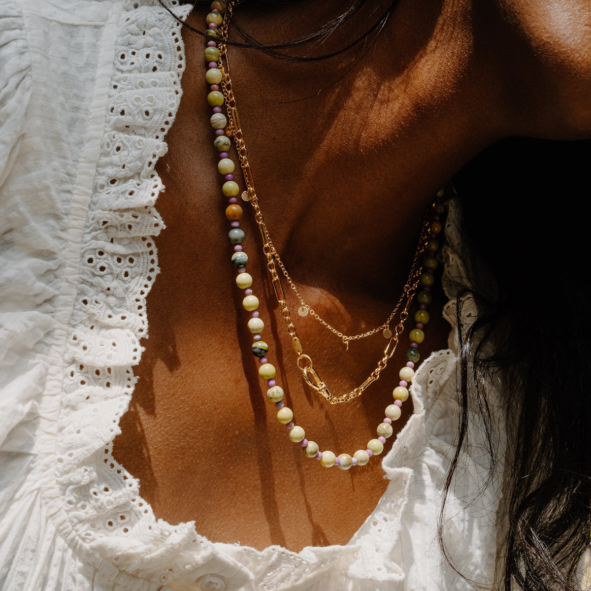 Sage & Lilac Beaded Necklace