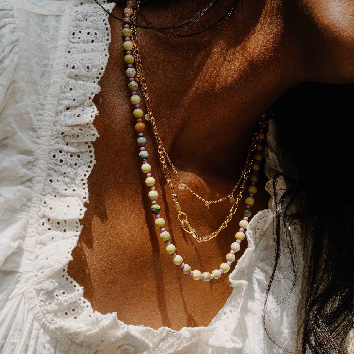 Sage & Lilac Beaded Necklace
