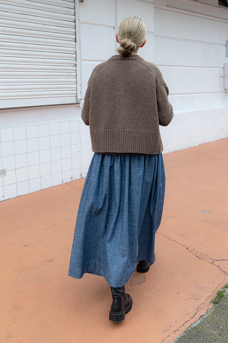 Tina Midi Skirt Organic Indigo Denim