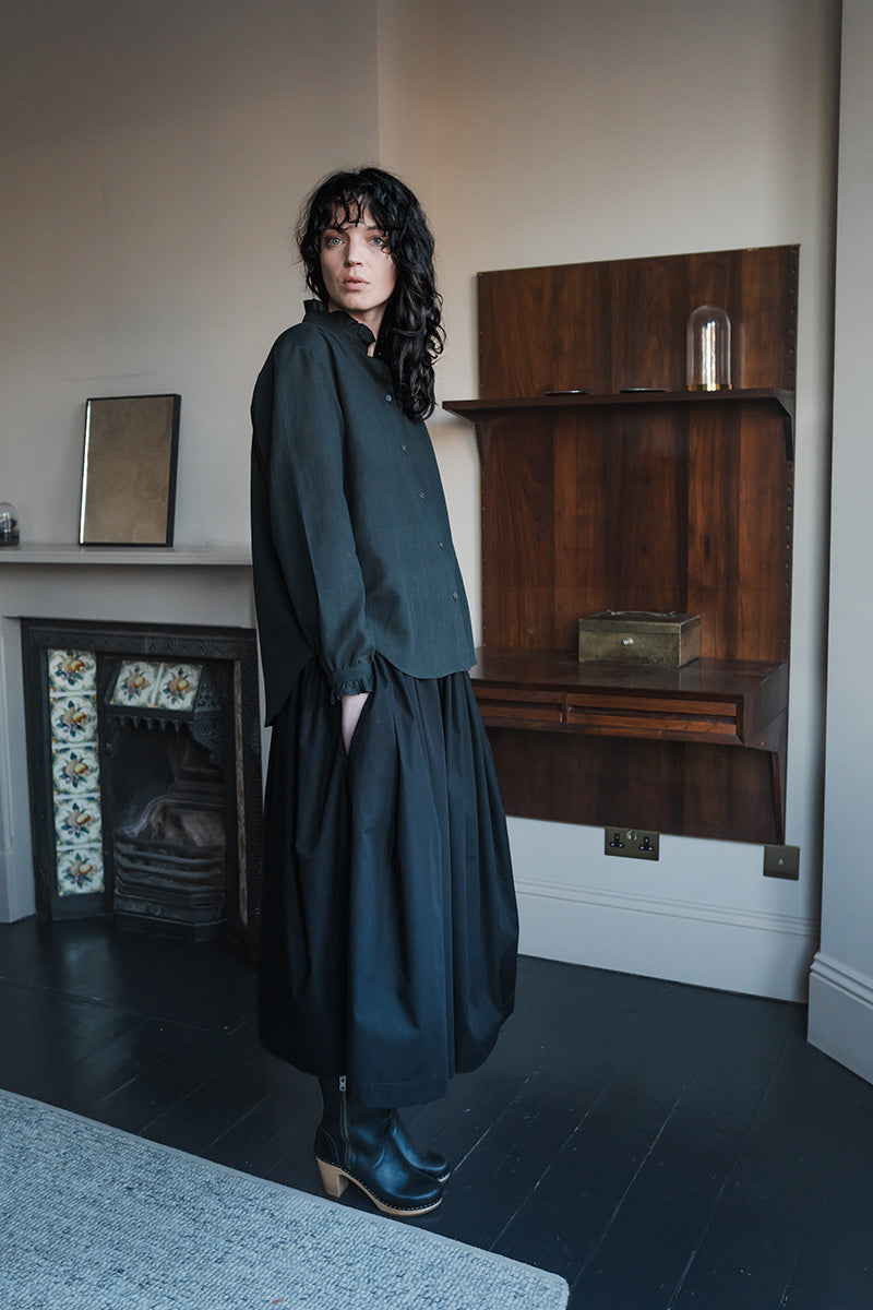 Tina Gathered Midi Skirt Black