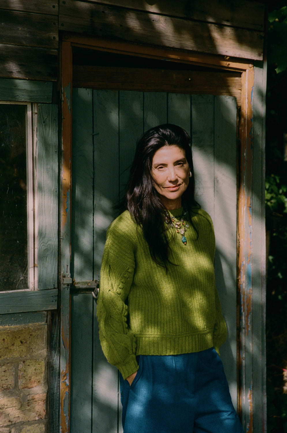 Adams Knitted Fishermans Rib Sweater, Dewy Moss Green