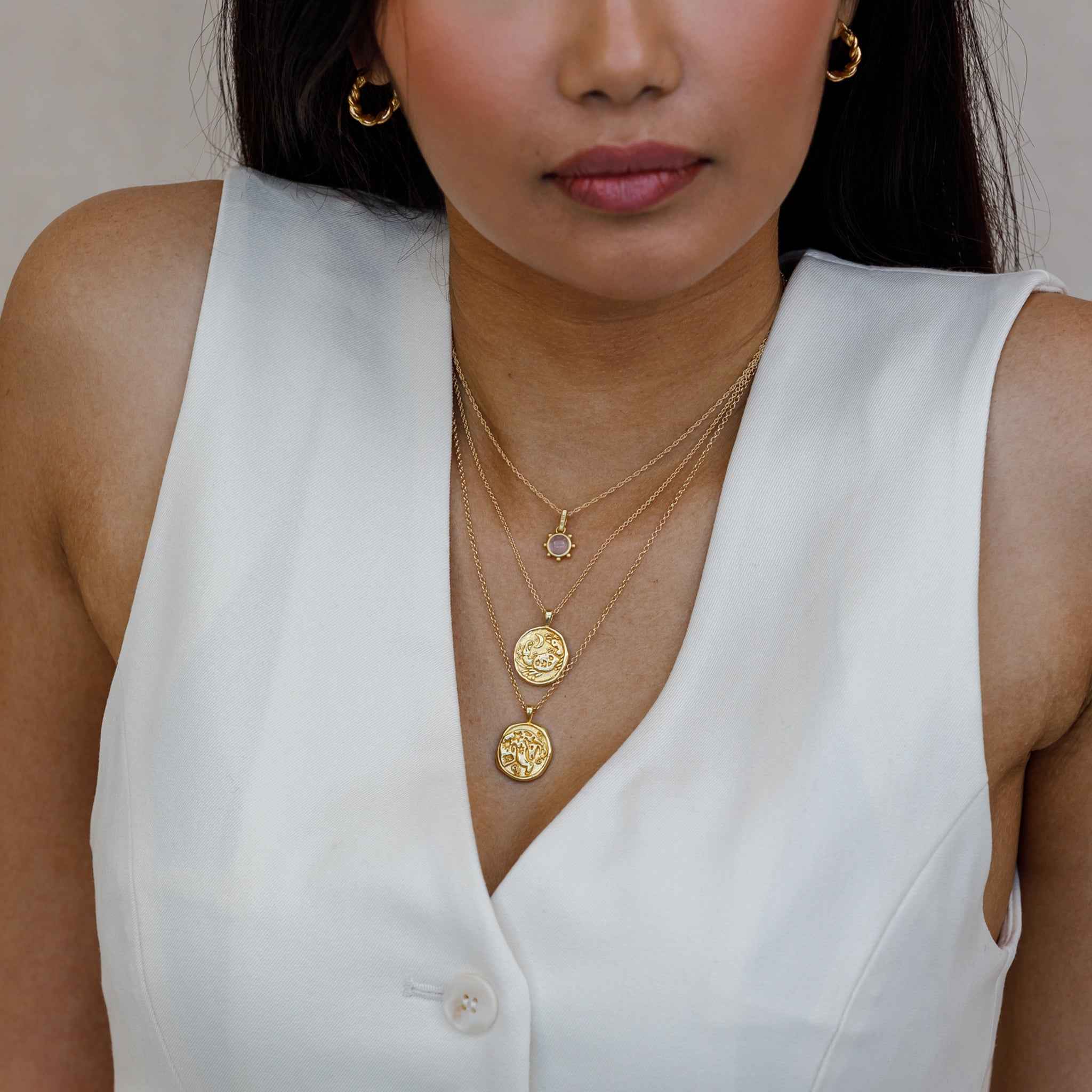 Cancer Zodiac Coin Pendant Necklace