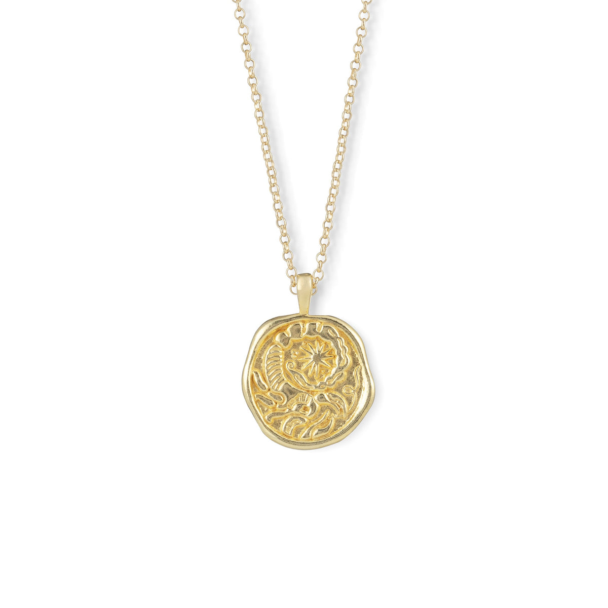 Gold Zodiac Coin Pendant Necklace • Scorpio