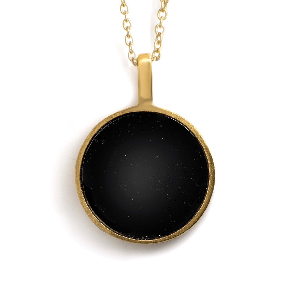 Gold Porthole Necklace • Black Onyx