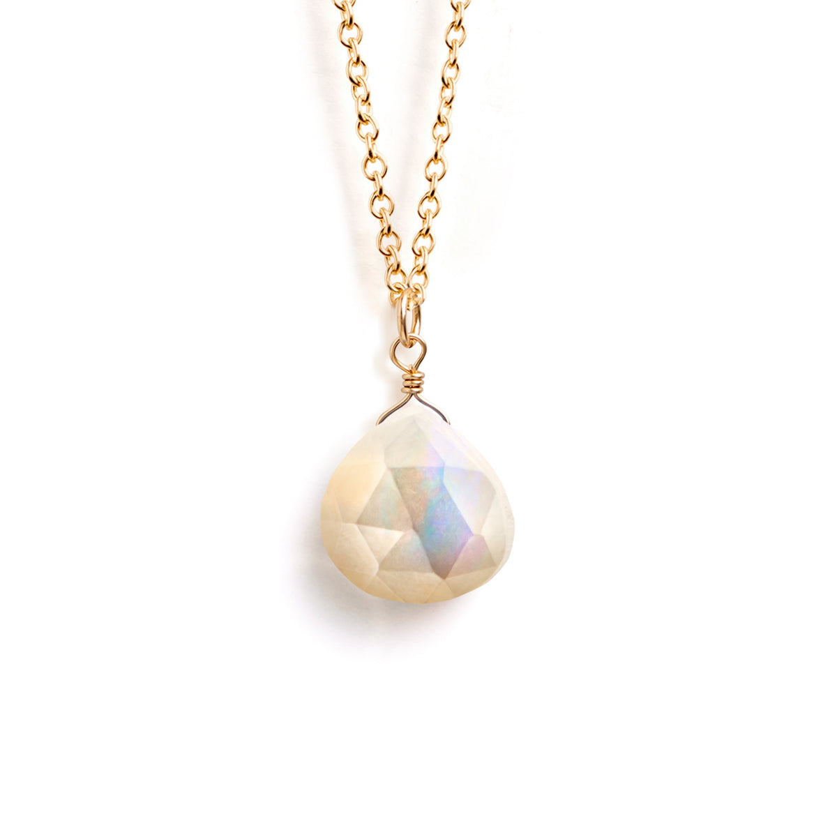 Gemstone Gold Chain Necklace • Mother of Pearl