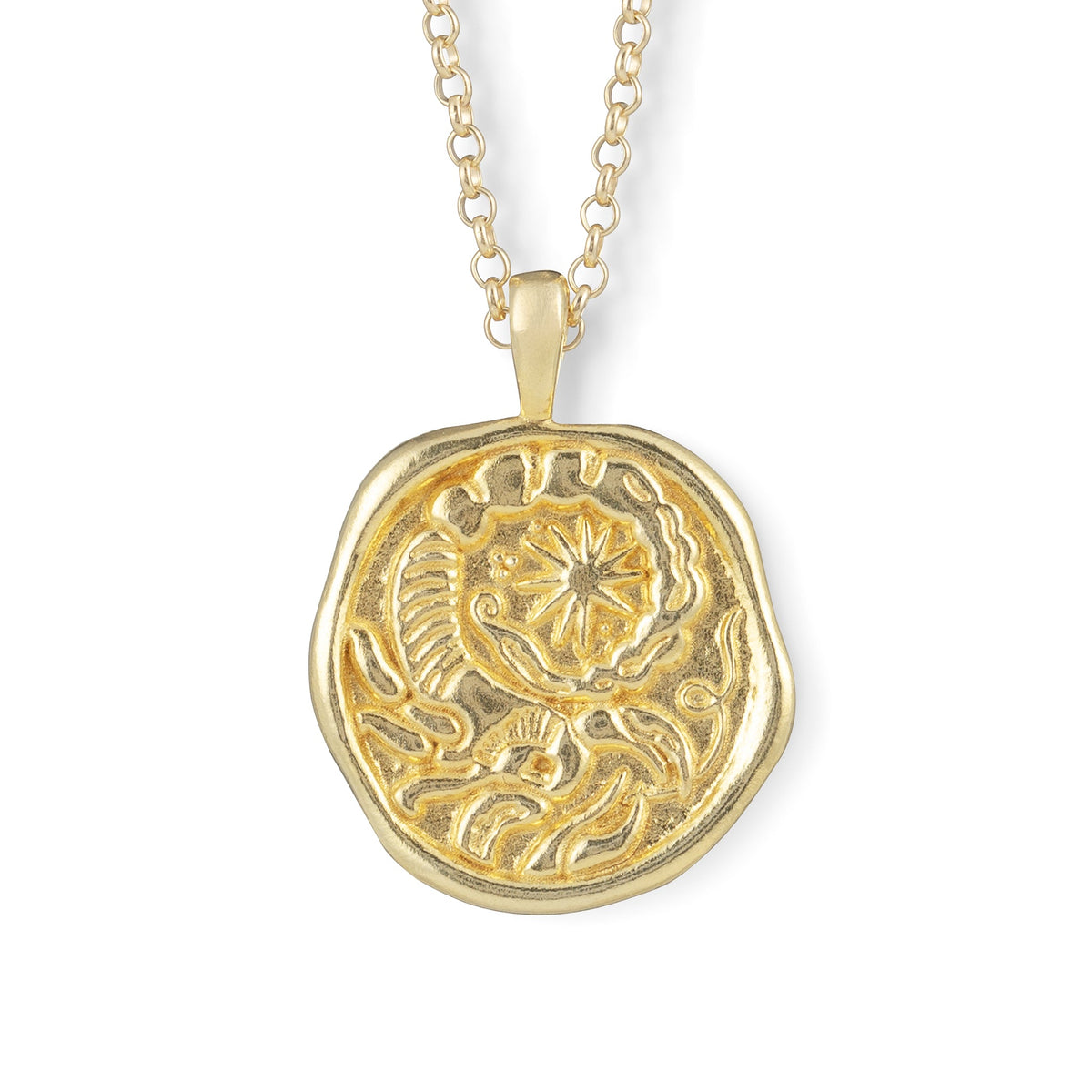 Gold Zodiac Coin Pendant Necklace • Scorpio