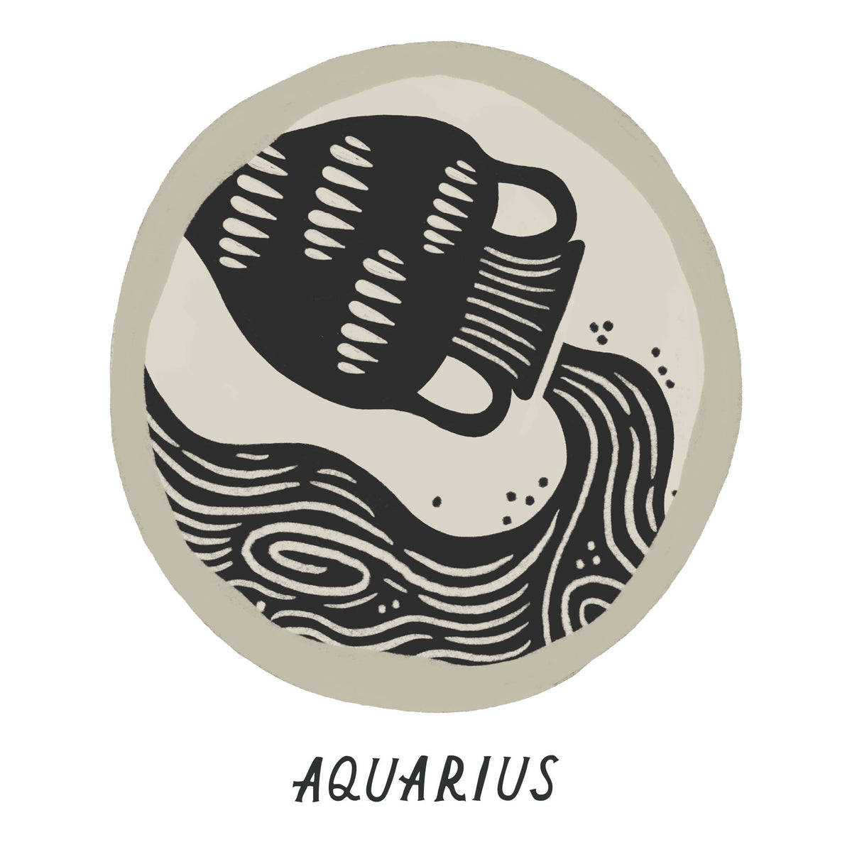 Gold Zodiac Coin Pendant Necklace • Aquarius