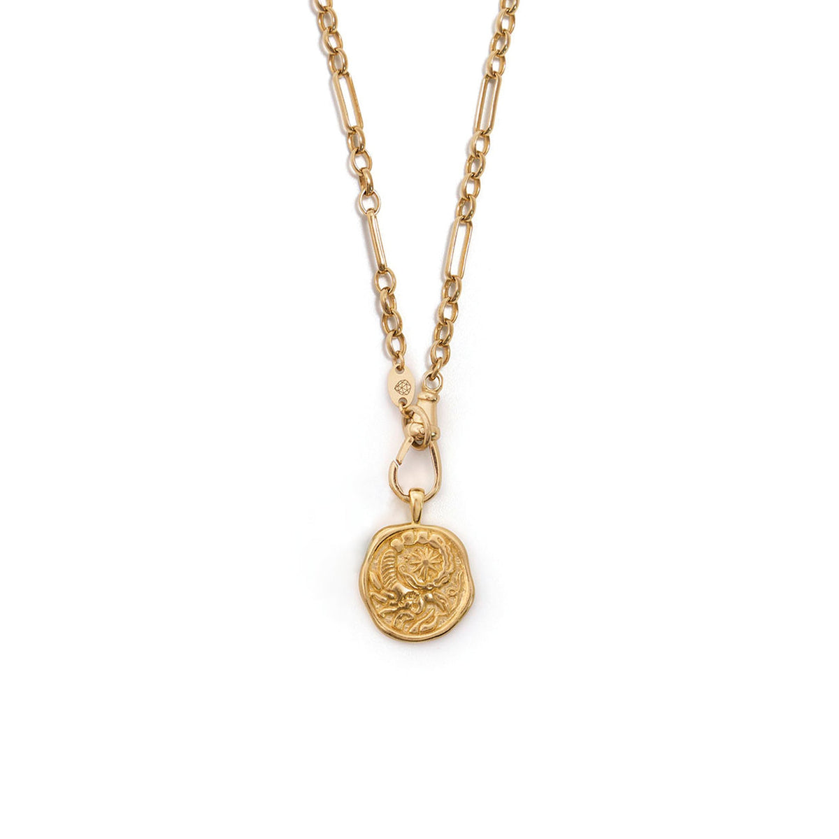 Gold Zodiac Coin Pendant Necklace • Pisces