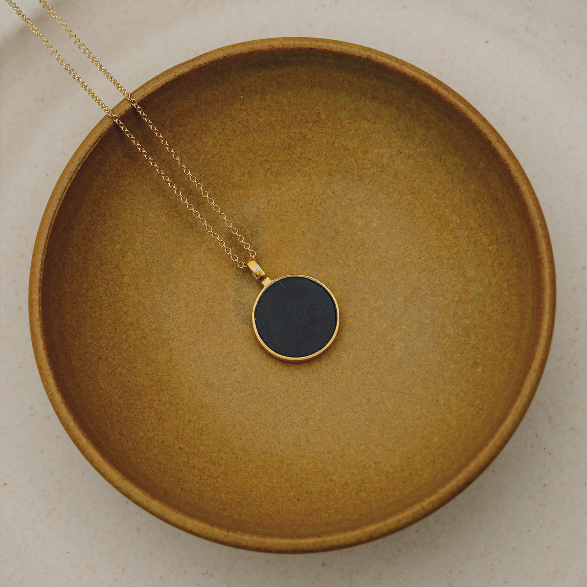 Gold Porthole Necklace • Black Onyx