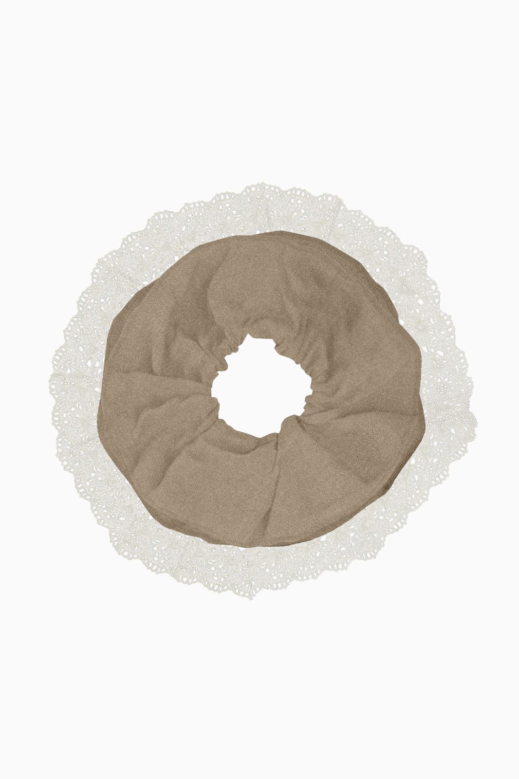 Zero-Waste Maxi Wool Scrunchie beige with lace