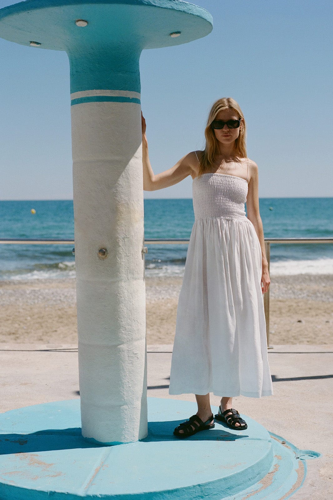 arkitaip Maxi Dresses The Harlow Smocked Maxi Dress in white